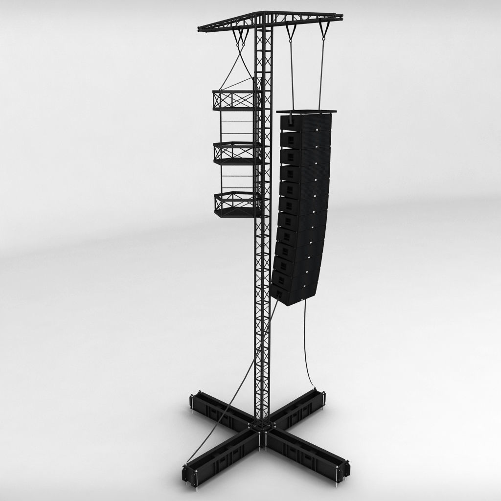 Speaker concert system scaffolding tower array 3D model_3