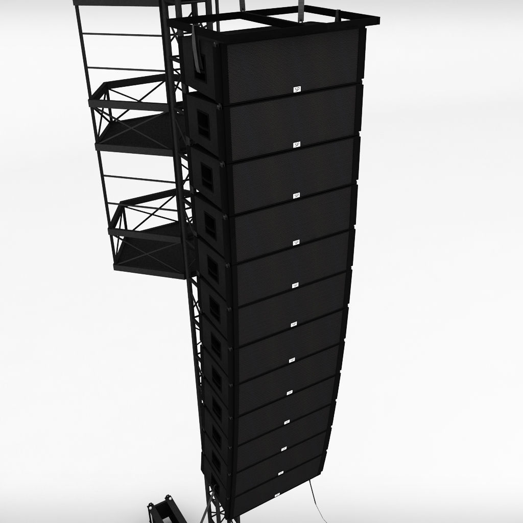 Speaker concert system scaffolding tower array 3D model_8