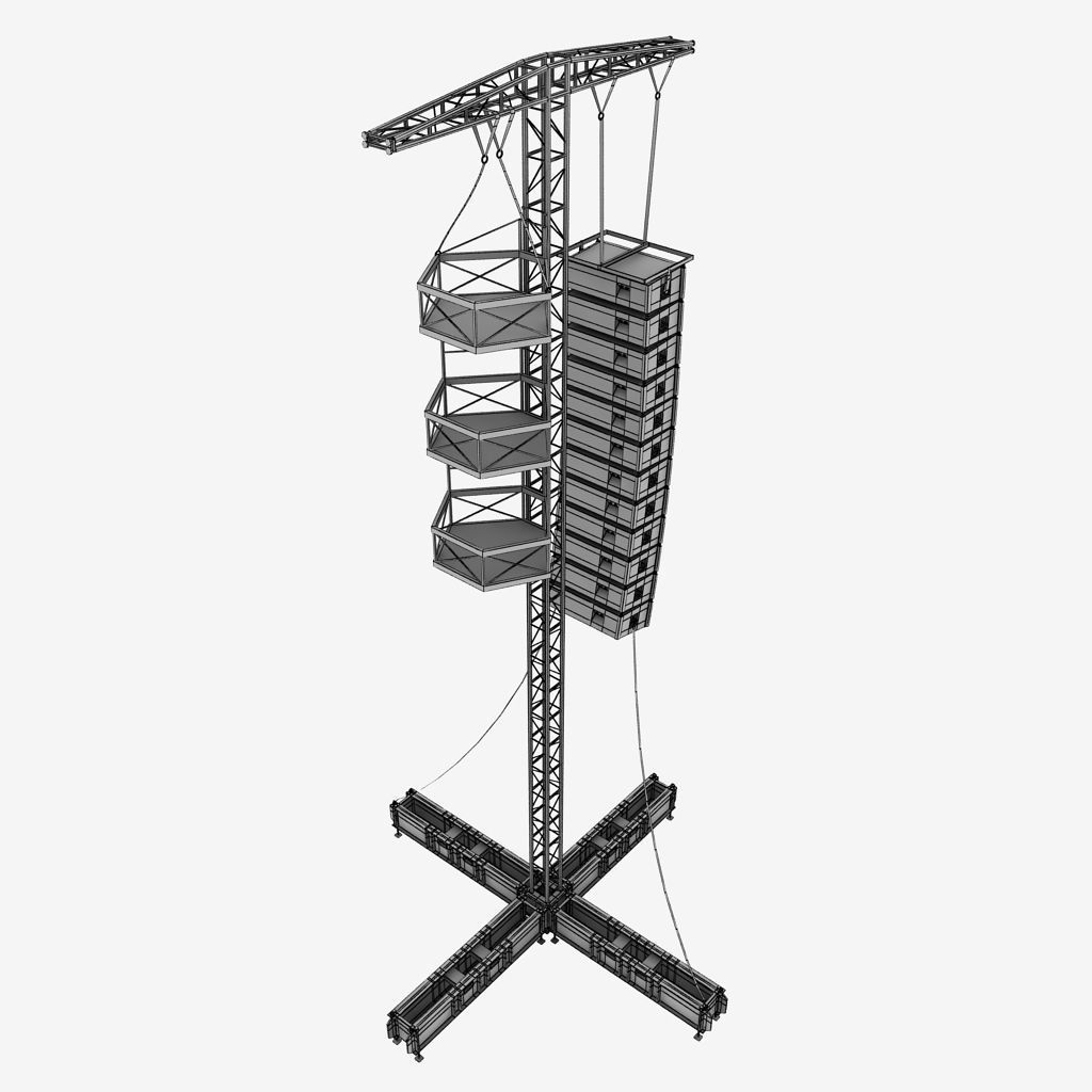 Speaker concert system scaffolding tower array 3D model_15