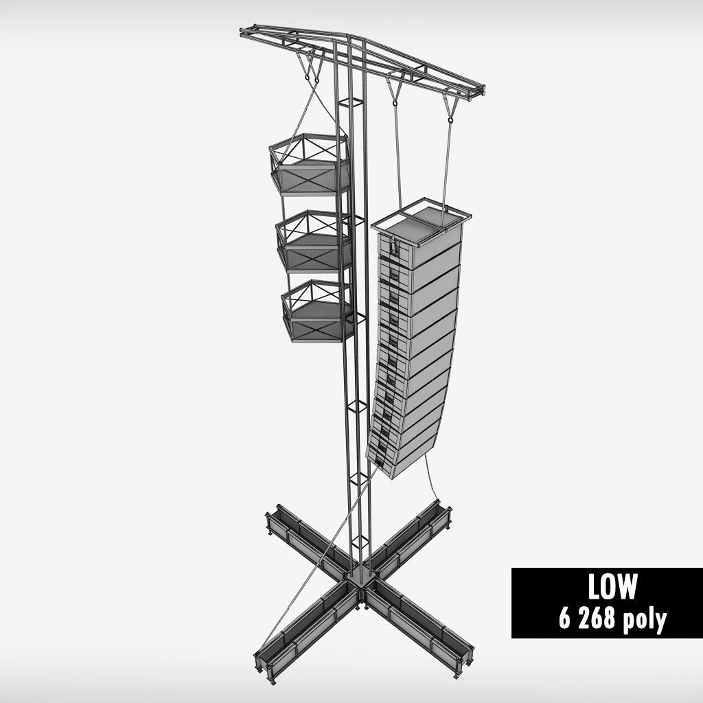 Speaker concert system scaffolding tower array 3D model_21
