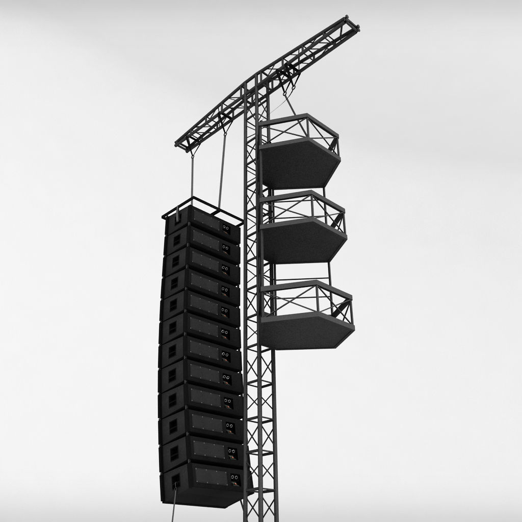 Speaker concert system scaffolding tower array 3D model_9