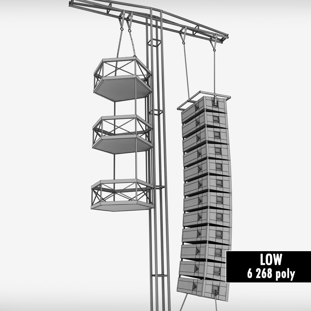 Speaker concert system scaffolding tower array 3D model_20