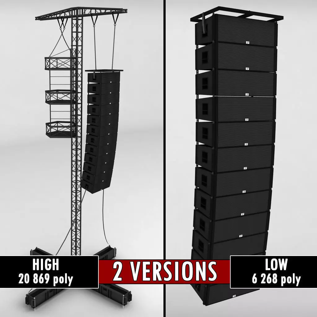 Speaker concert system scaffolding tower array 3D model_0