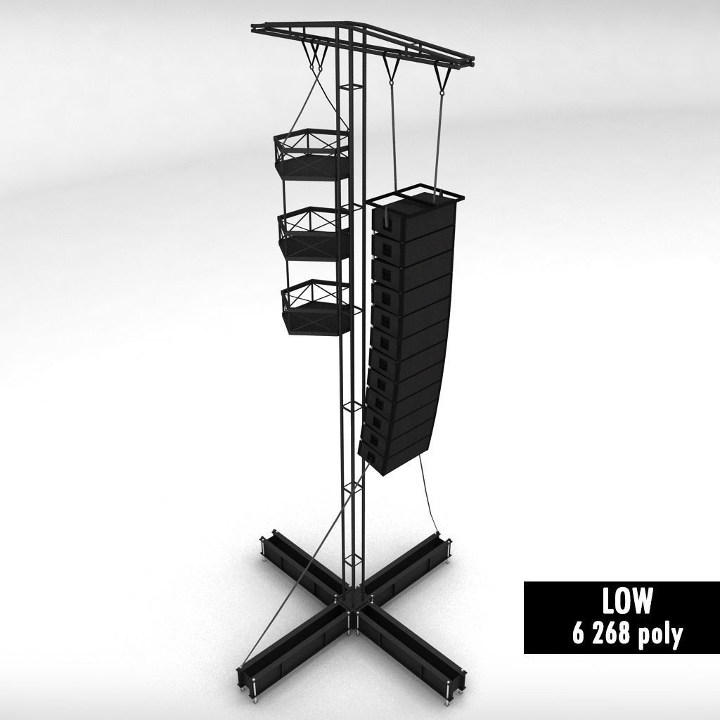 Speaker concert system scaffolding tower array 3D model_19