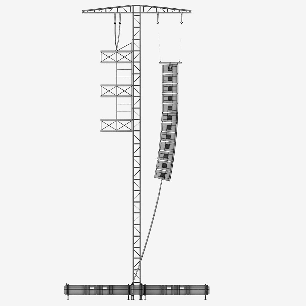 Speaker concert system scaffolding tower array 3D model_11