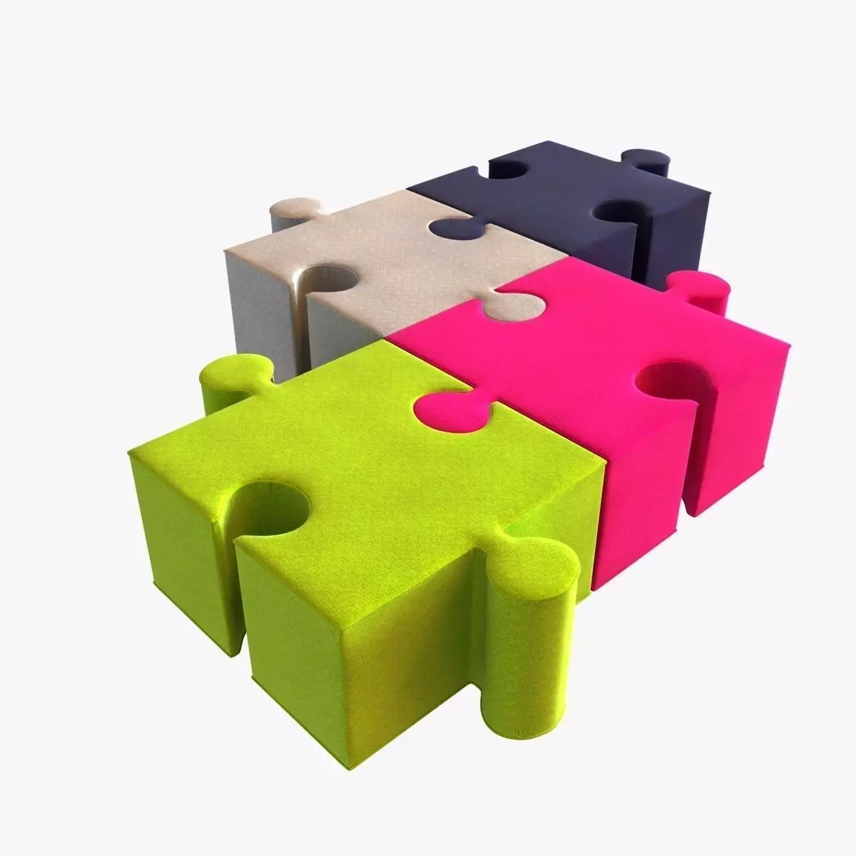 buzzi puzzle kids poufs 3D model_0