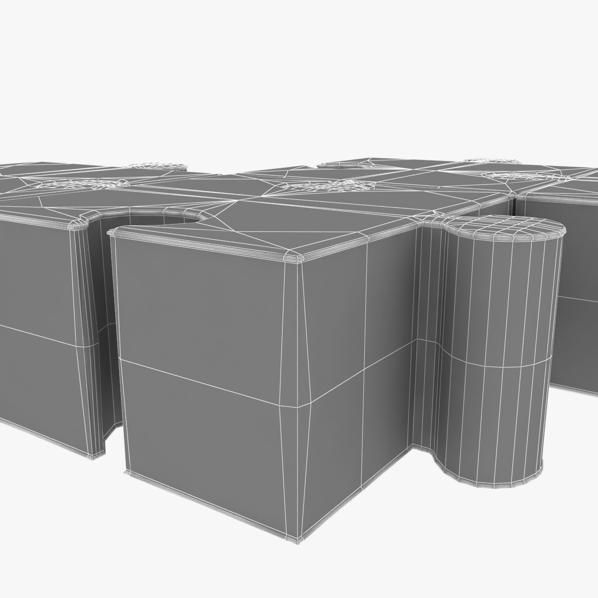 buzzi puzzle kids poufs 3D model_1