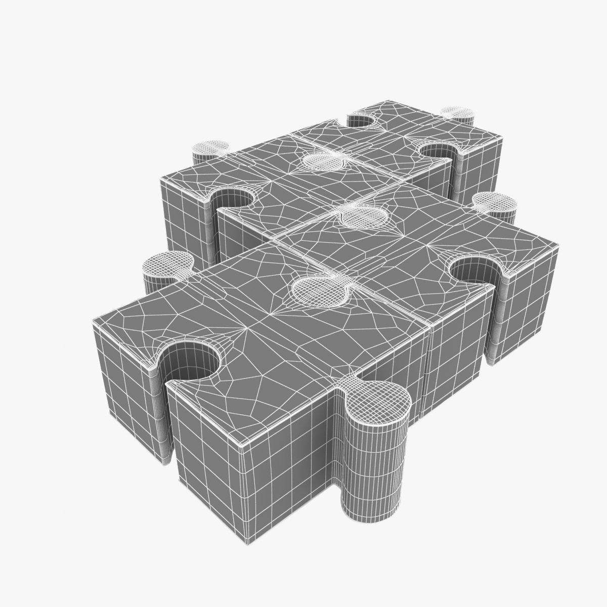 buzzi puzzle kids poufs 3D model_8