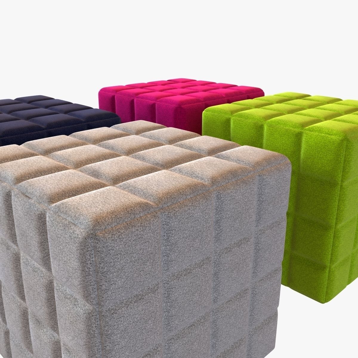 Buzzy cube design pouf 3D model_4