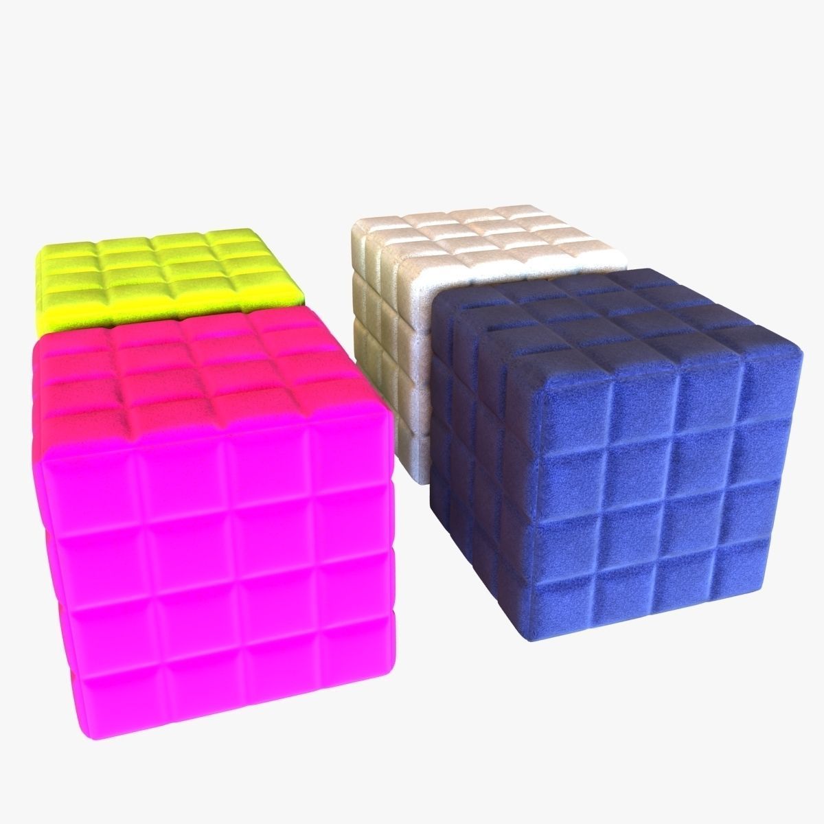 Buzzy cube design pouf 3D model_1