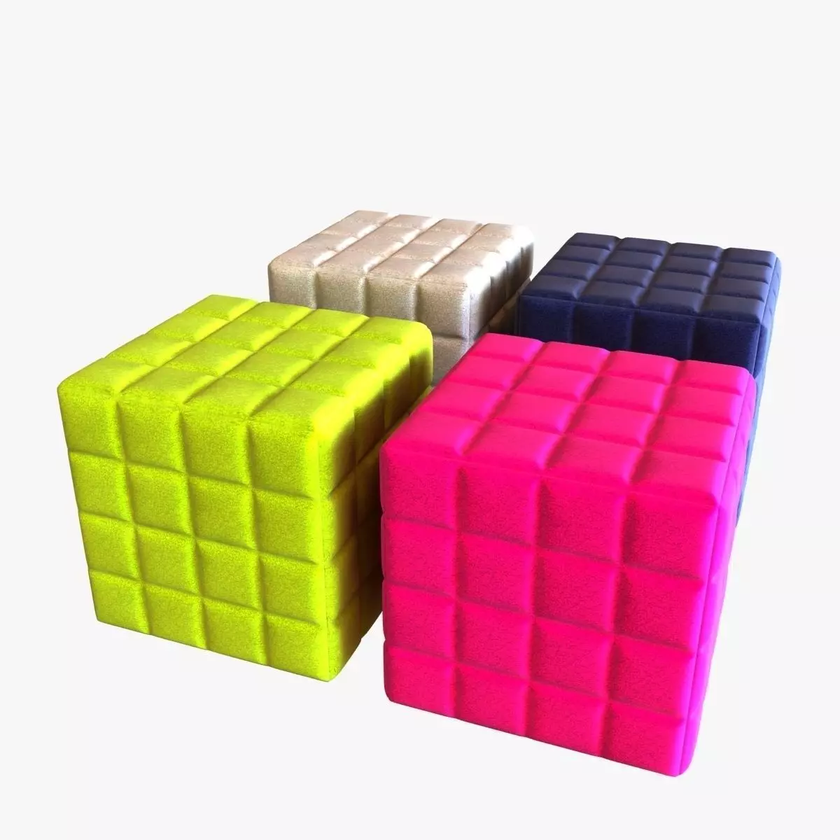 Buzzy cube design pouf 3D model_0