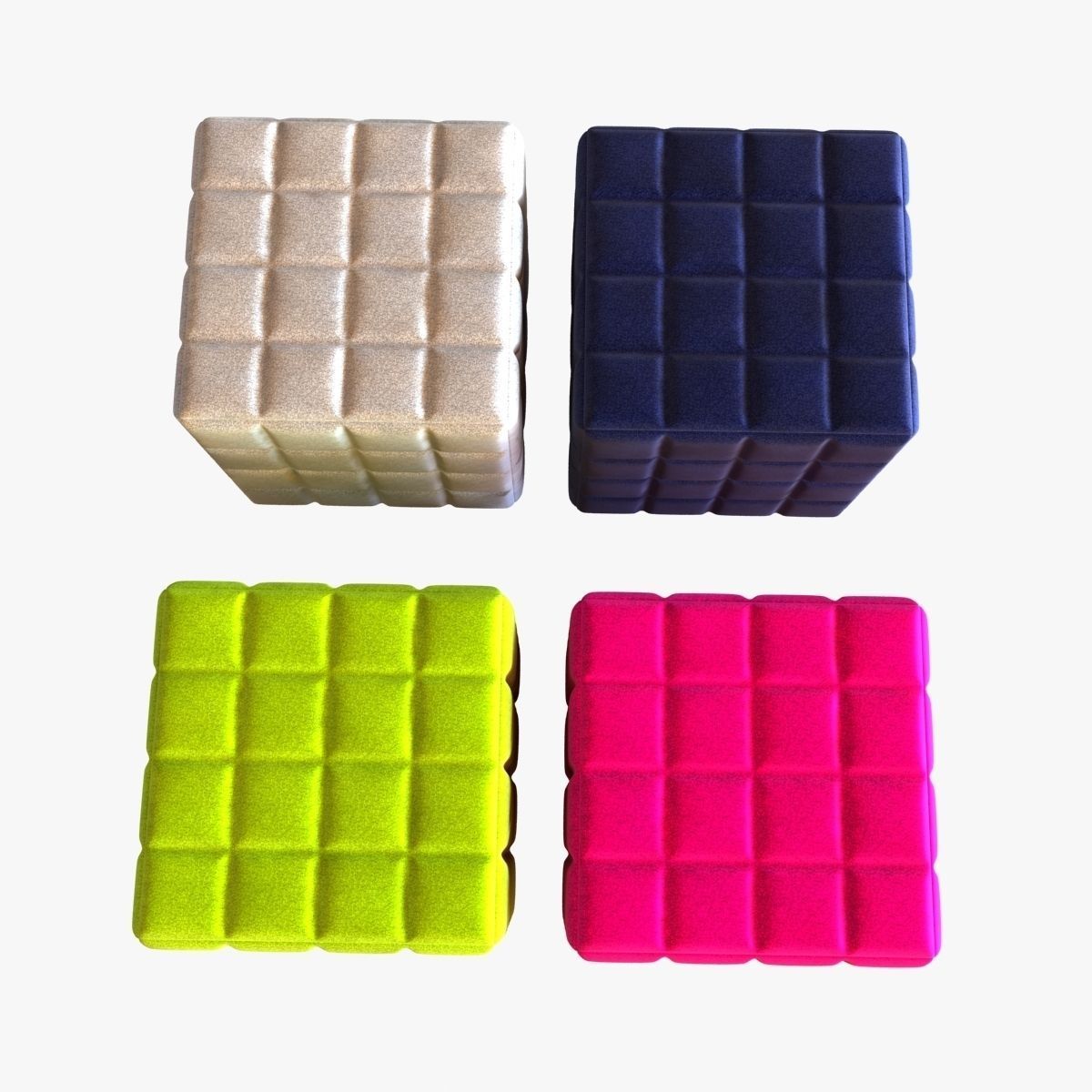 Buzzy cube design pouf 3D model_2