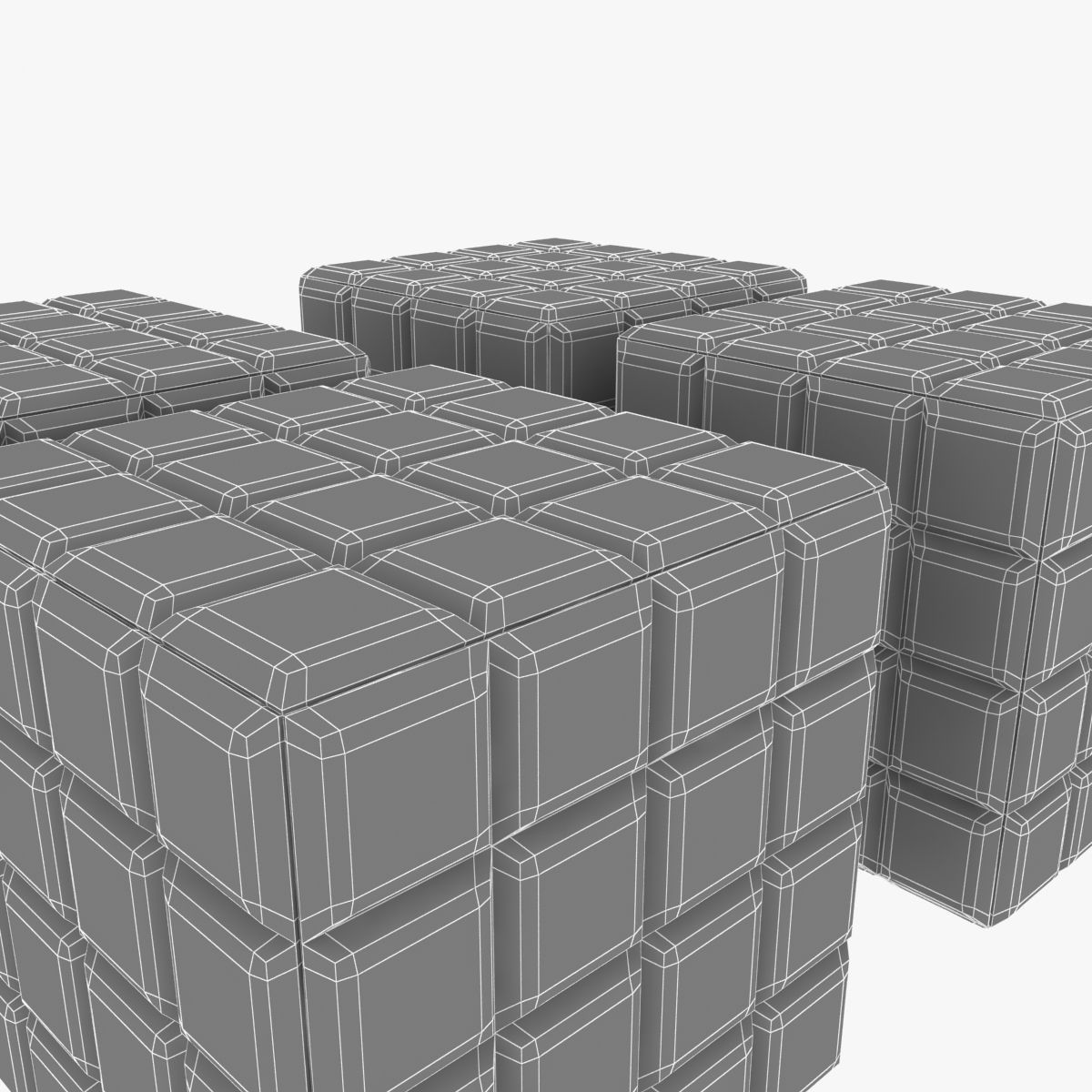 Buzzy cube design pouf 3D model_5