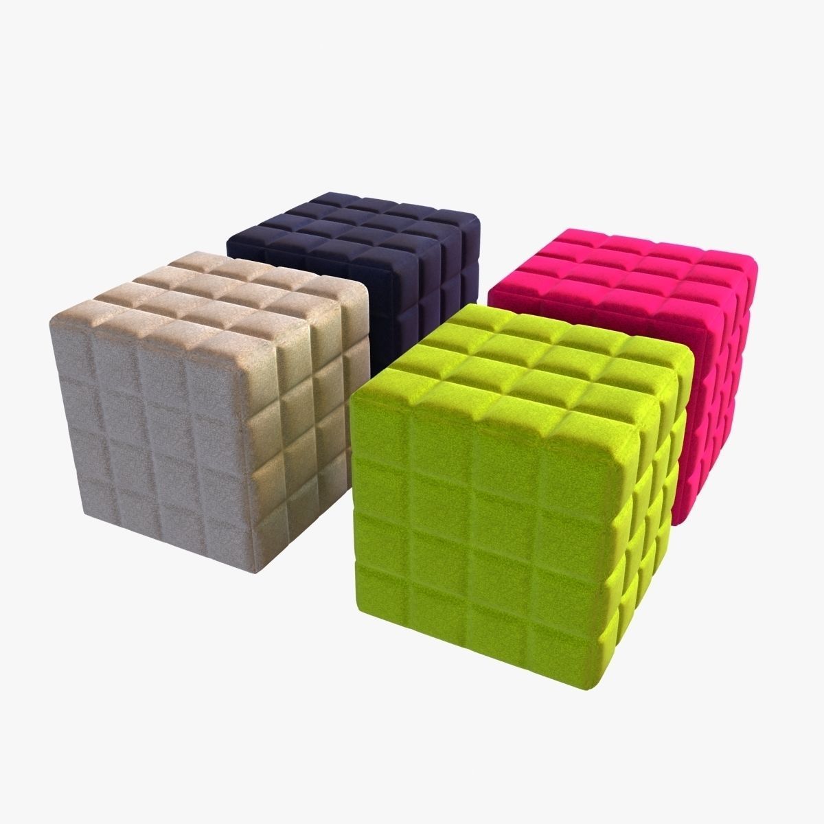 Buzzy cube design pouf 3D model_3