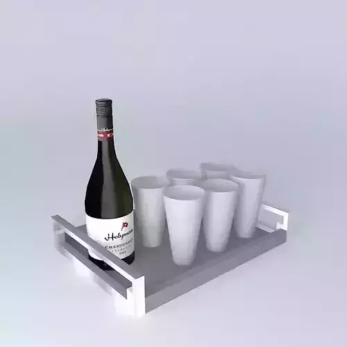 garnish bar bottles wine wine tray Free 3D model