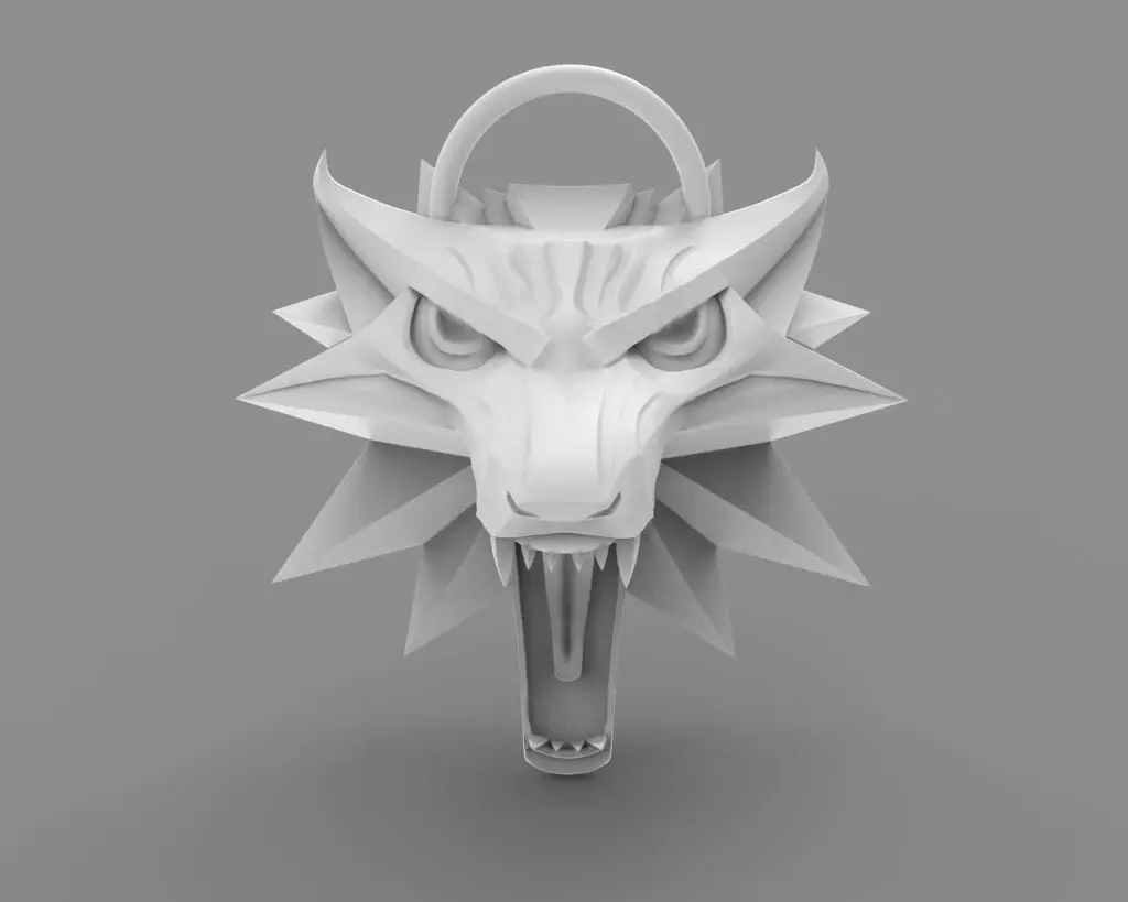 Witcher Wolf pendant 3D print model_0