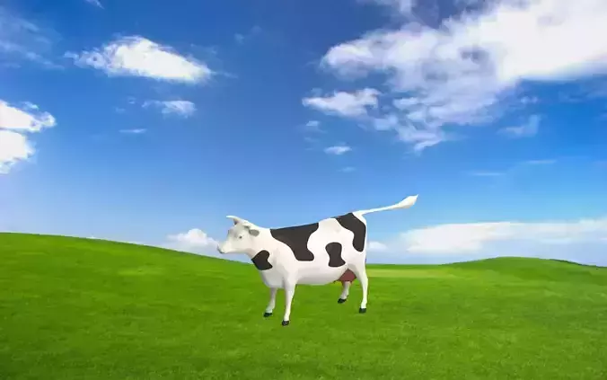 Cow Model on field with sky Free 3D model