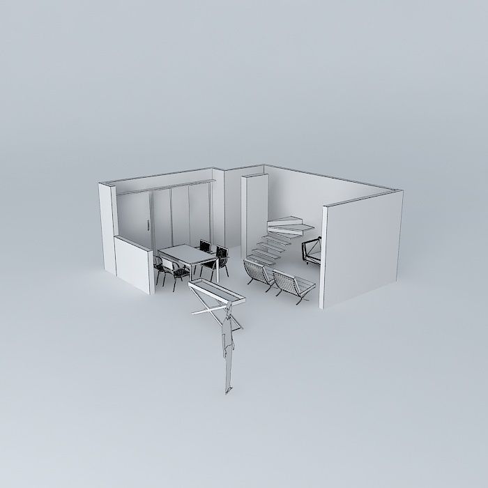 lorenaorkut room with walls and furniture Free 3D model_3