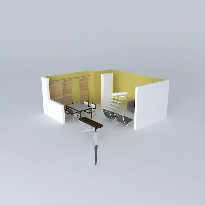 lorenaorkut room with walls and furniture Free 3D model_0