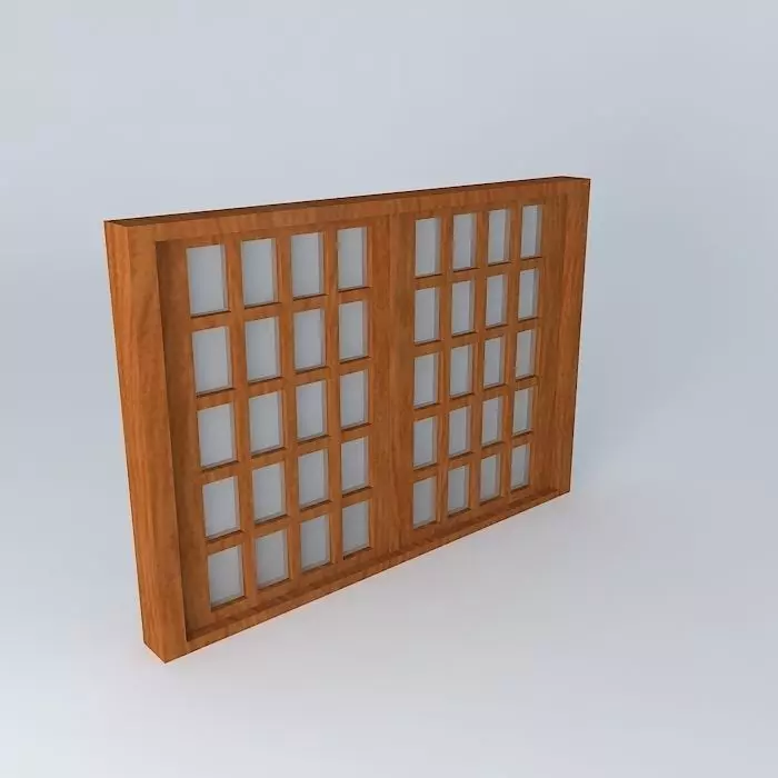 janelaedson wooden door with glass panels Free 3D model_0
