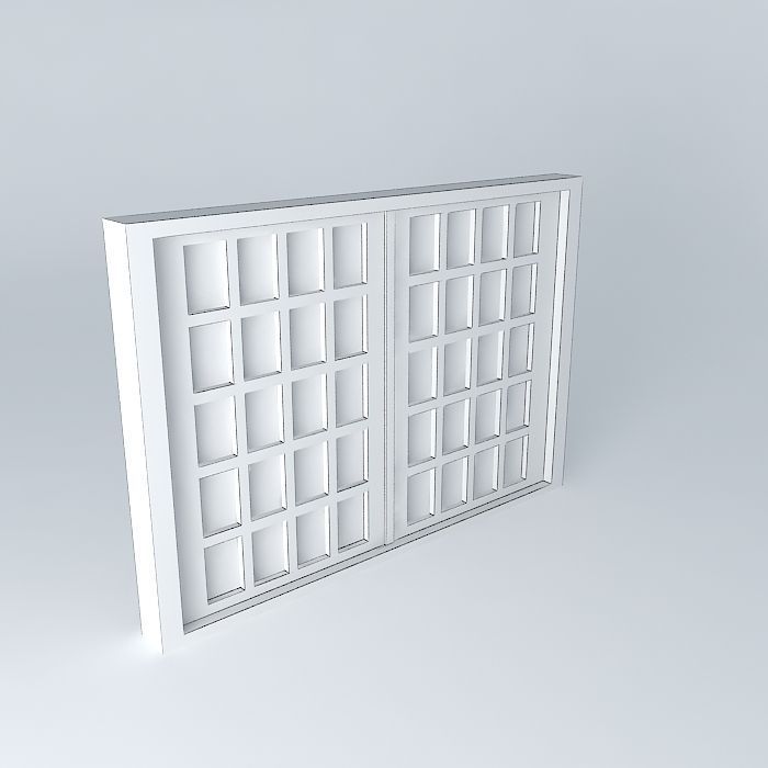 janelaedson wooden door with glass panels Free 3D model_4