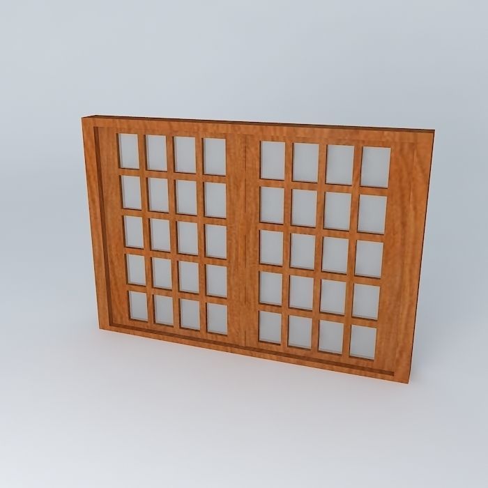 janelaedson wooden door with glass panels Free 3D model_1