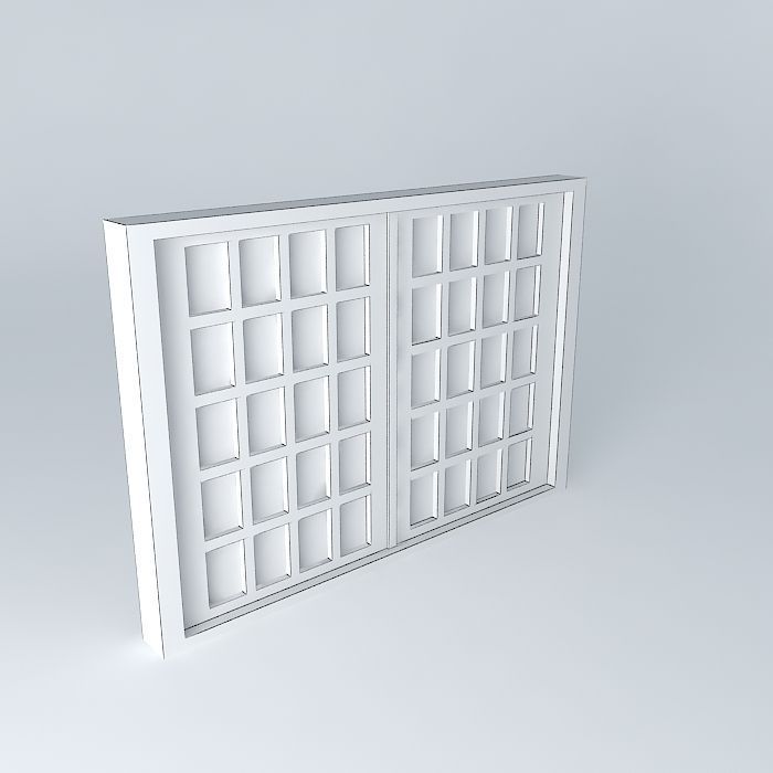 janelaedson wooden door with glass panels Free 3D model_3