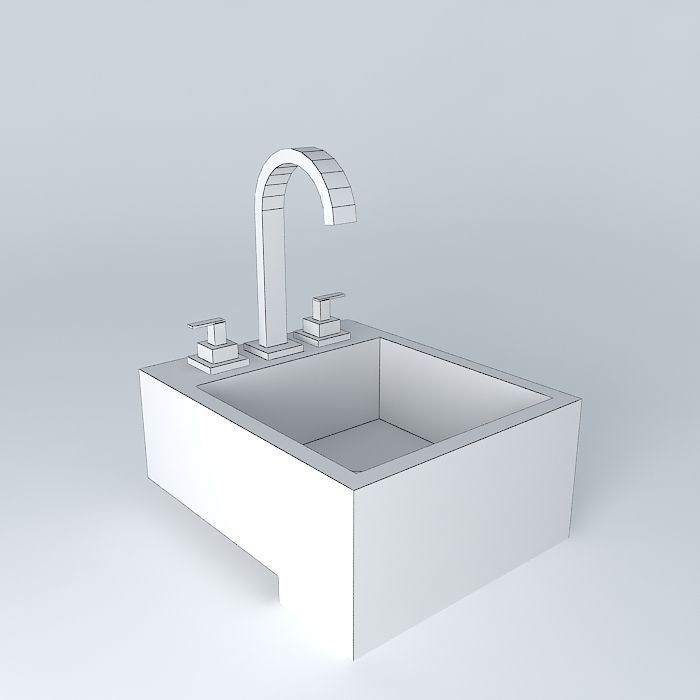 pia semi encaixe bathroom sink Free 3D model_3