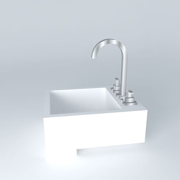 pia semi encaixe bathroom sink Free 3D model_2