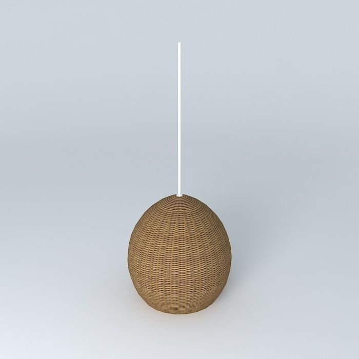 lustre de vime wicker ceiling lamp Free 3D model_1