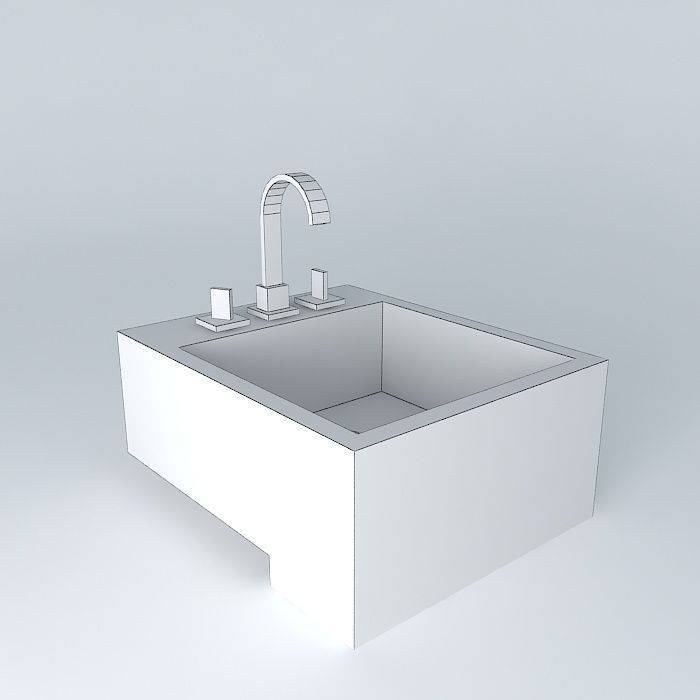 pia semi encaixe bathroom sink Free 3D model_3