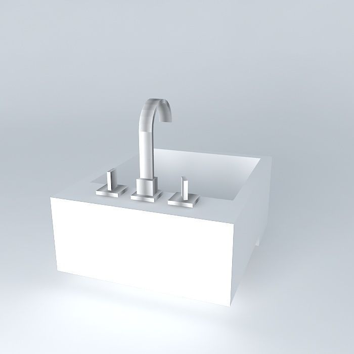 pia semi encaixe bathroom sink Free 3D model_1