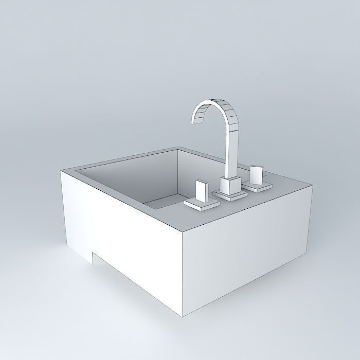 pia semi encaixe bathroom sink Free 3D model_4