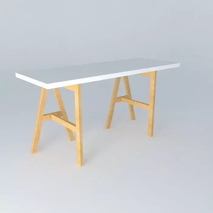bench with easels table with sawhorses Free 3D model