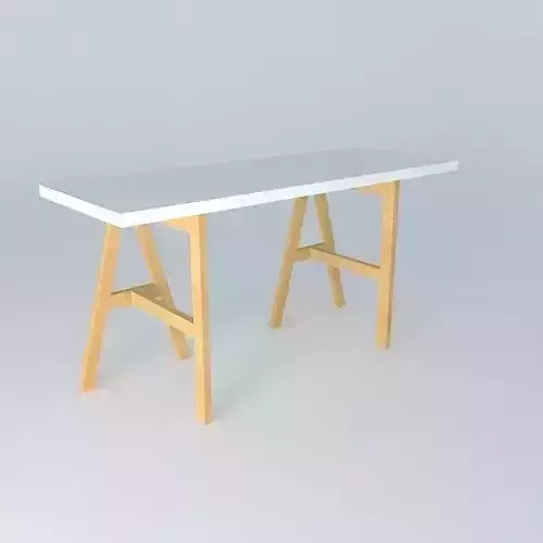 bench with easels table with sawhorses