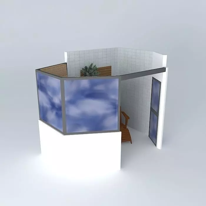 gazebo bathroom with window and chair Free 3D model