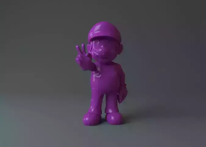 Mario figurine showing peace sign