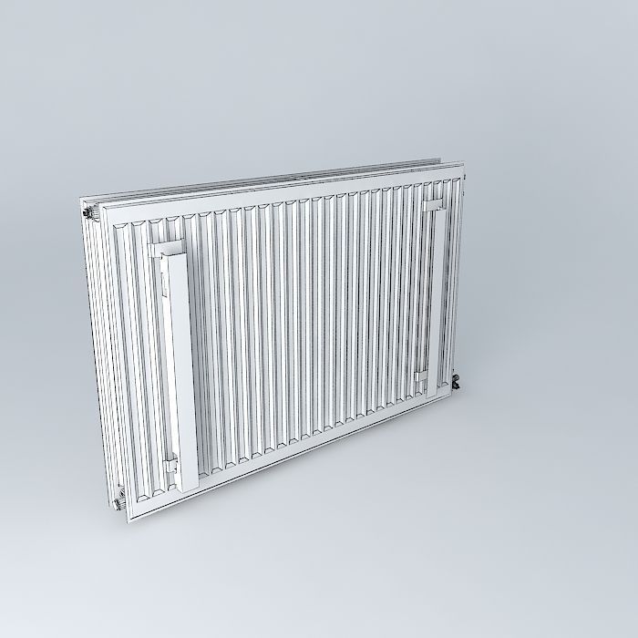 Two blades steel radiator H720 L1110 Free 3D model_4