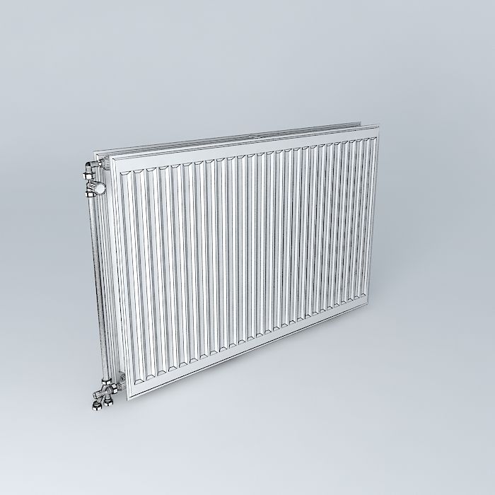 Two blades steel radiator H720 L1110 Free 3D model_3