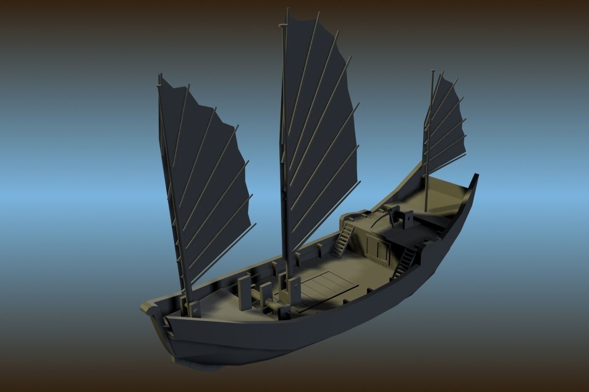 3 Low Poly Classic Boats Low-poly 3D model_3