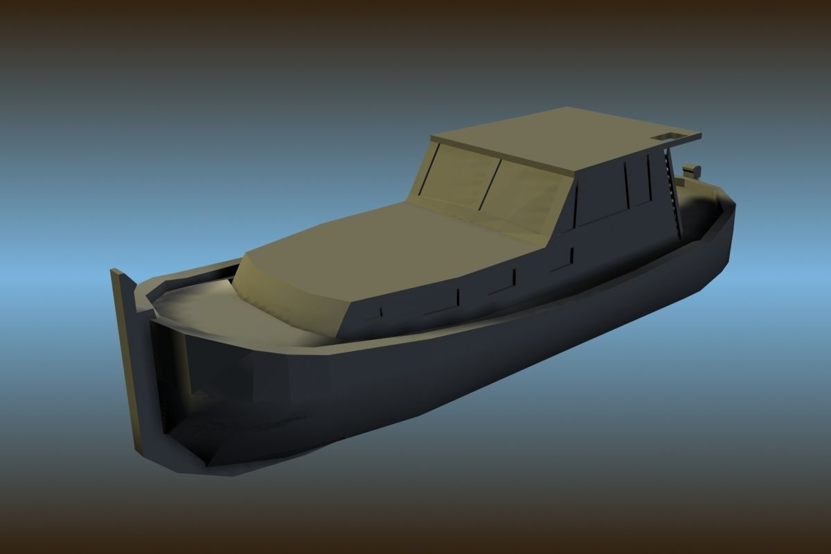 3 Low Poly Classic Boats Low-poly 3D model_5
