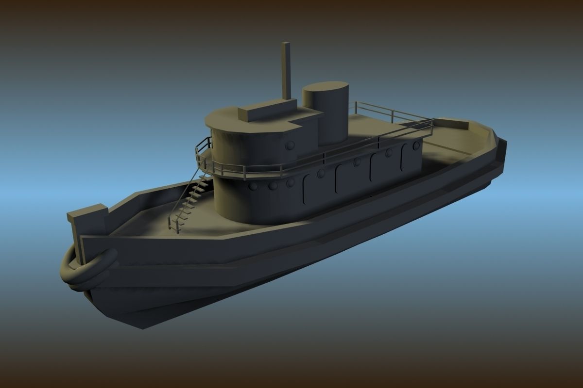 3 Low Poly Classic Boats Low-poly 3D model_4