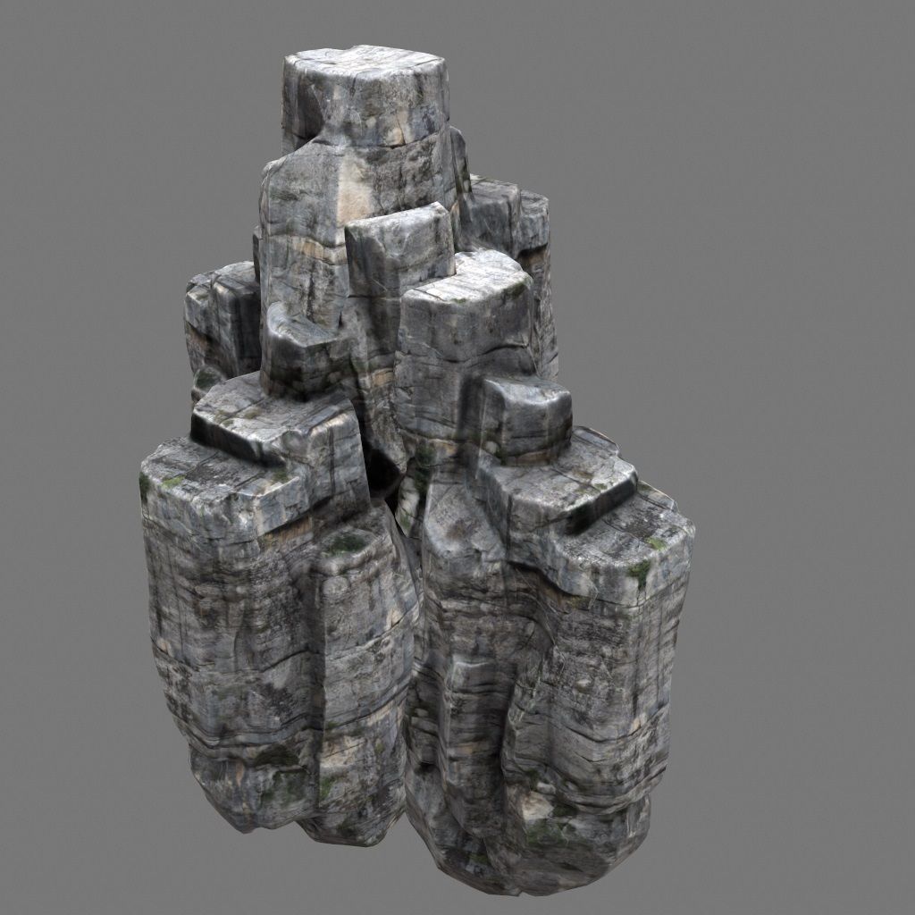 mountain rock formation Low-poly 3D model_3