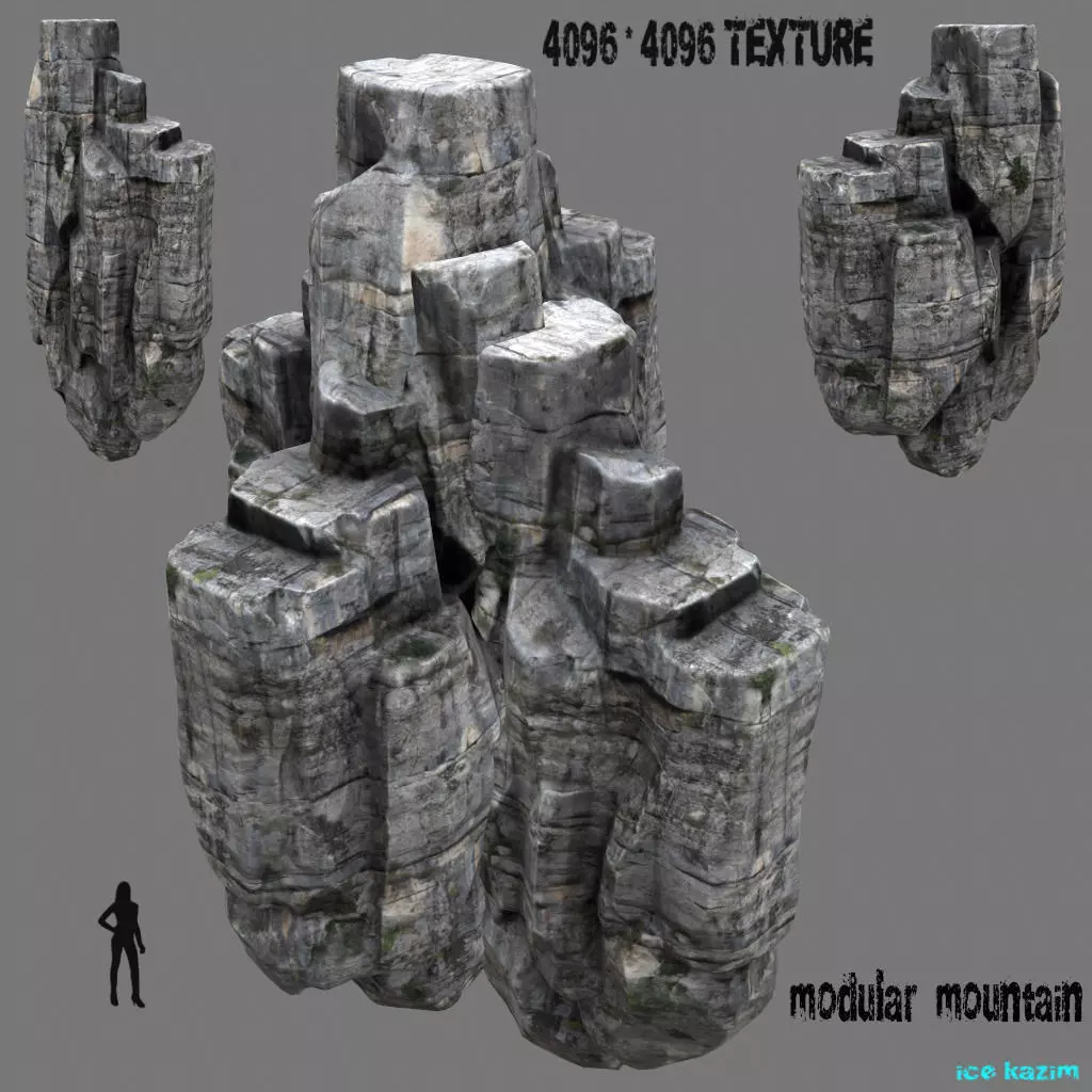 mountain rock formation Low-poly 3D model_0