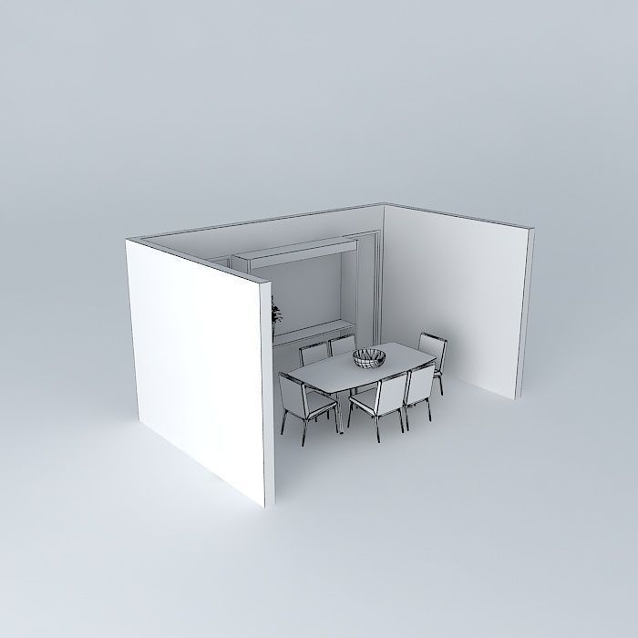 daniorkut room with table and chairs Free 3D model_3