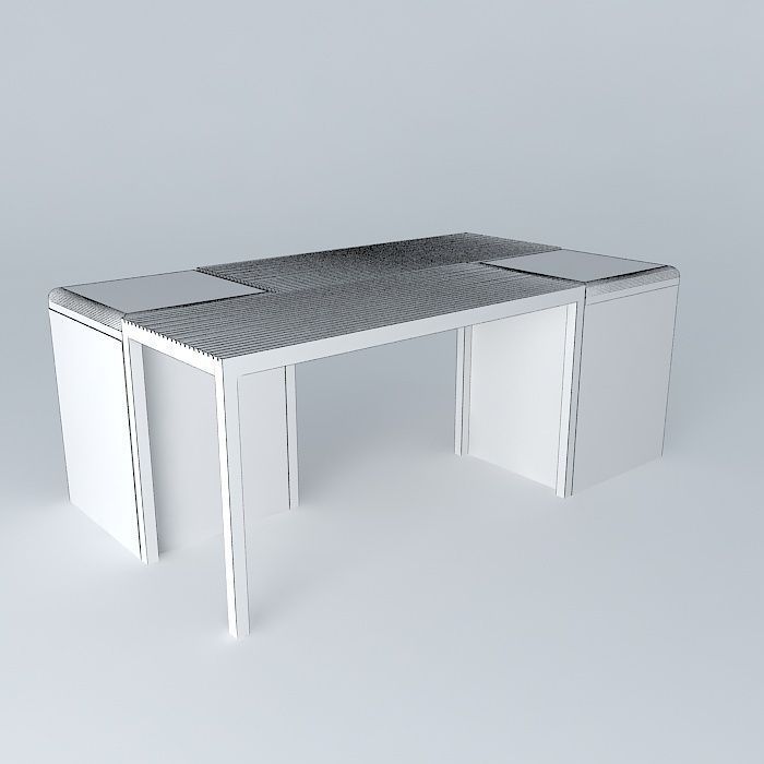 coffee table with ottoman mesa de centro com pufe Free 3D model_3