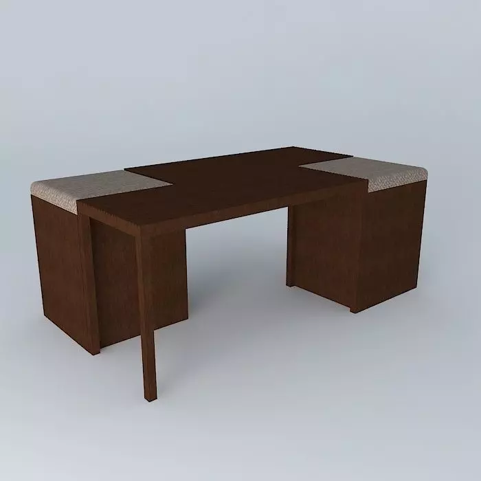 coffee table with ottoman mesa de centro com pufe Free 3D model_0