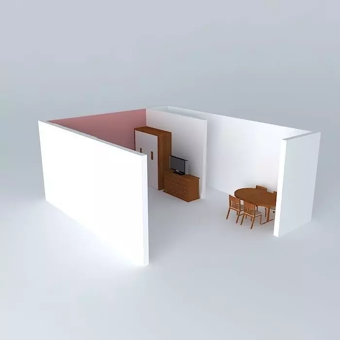 noivinha room with table and chairs Free 3D model_0