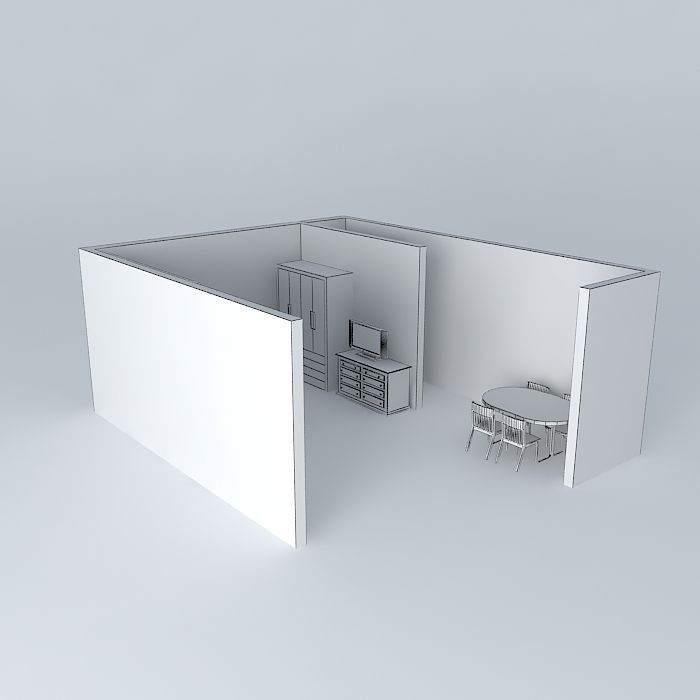 noivinha room with table and chairs Free 3D model_3