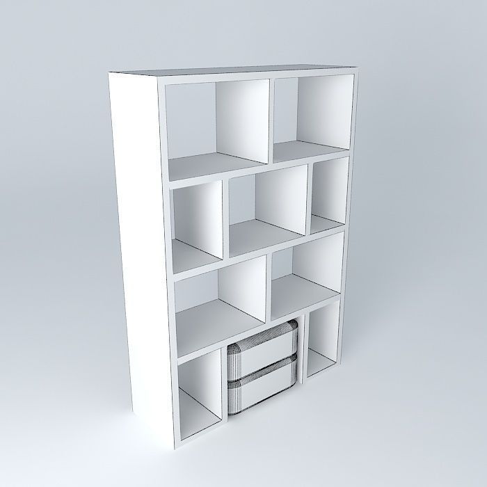 Guided bookshelf with ottoman ottoman Shelf with Guio Free 3D model_4